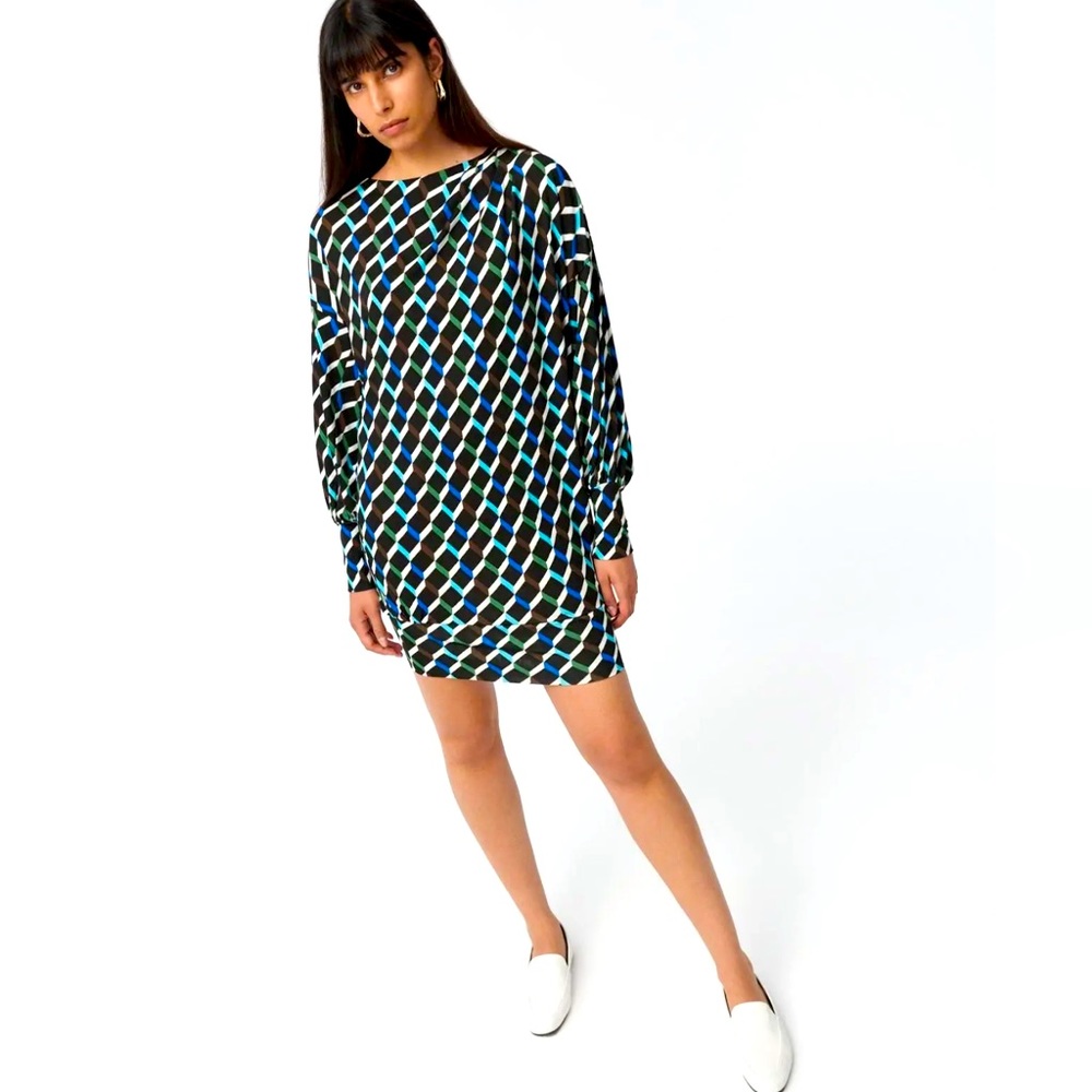 DVF Diane von Furstenberg  Reese matte-jersey geometric-print dress Size Large